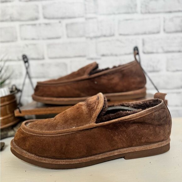 L.L. Bean Men's Brown Suede Slippers Loafers 14 - Picture 1 of 7
